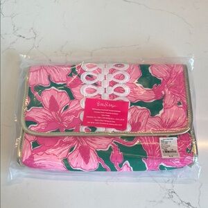 Lilly Pulitzer Pink and Green Floral Clutch